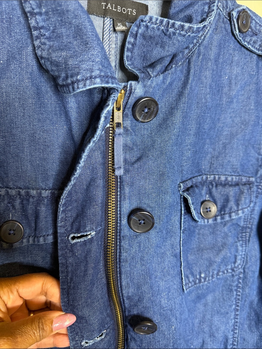 Talbots Dark Blue Denim Utility Jacket with Patch Pockets - Picture 5 of 8